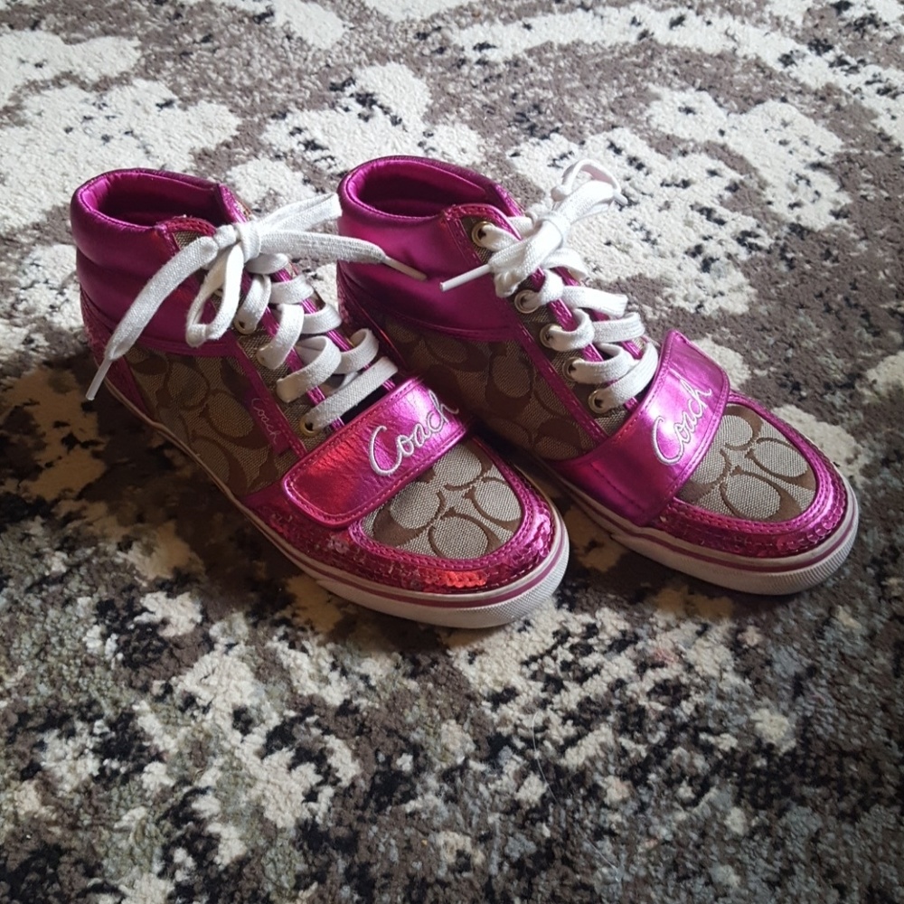 Coach hightop tennis shoes.